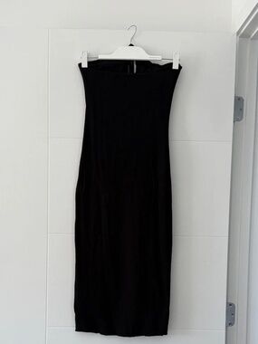 James Perse Black Halter Ruched Dress